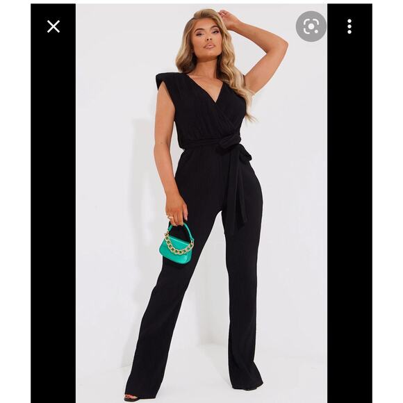NWT New York & Co jumpsuit in black short sleeves  size large - Picture 1 of 6